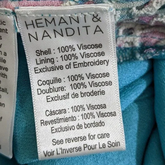 HEMANT AND NANDITA Kefi One Shoulder Mini Dress in Blue & Pink - size XS NWOT - Picture 13 of 15